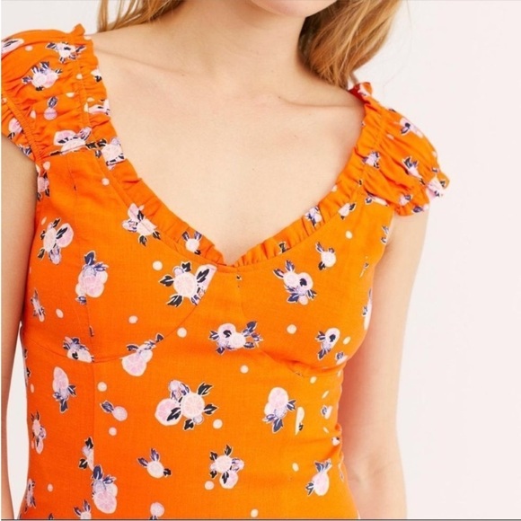 Free People Like A Lady Mini Dress Orange Combo - Picture 5 of 13